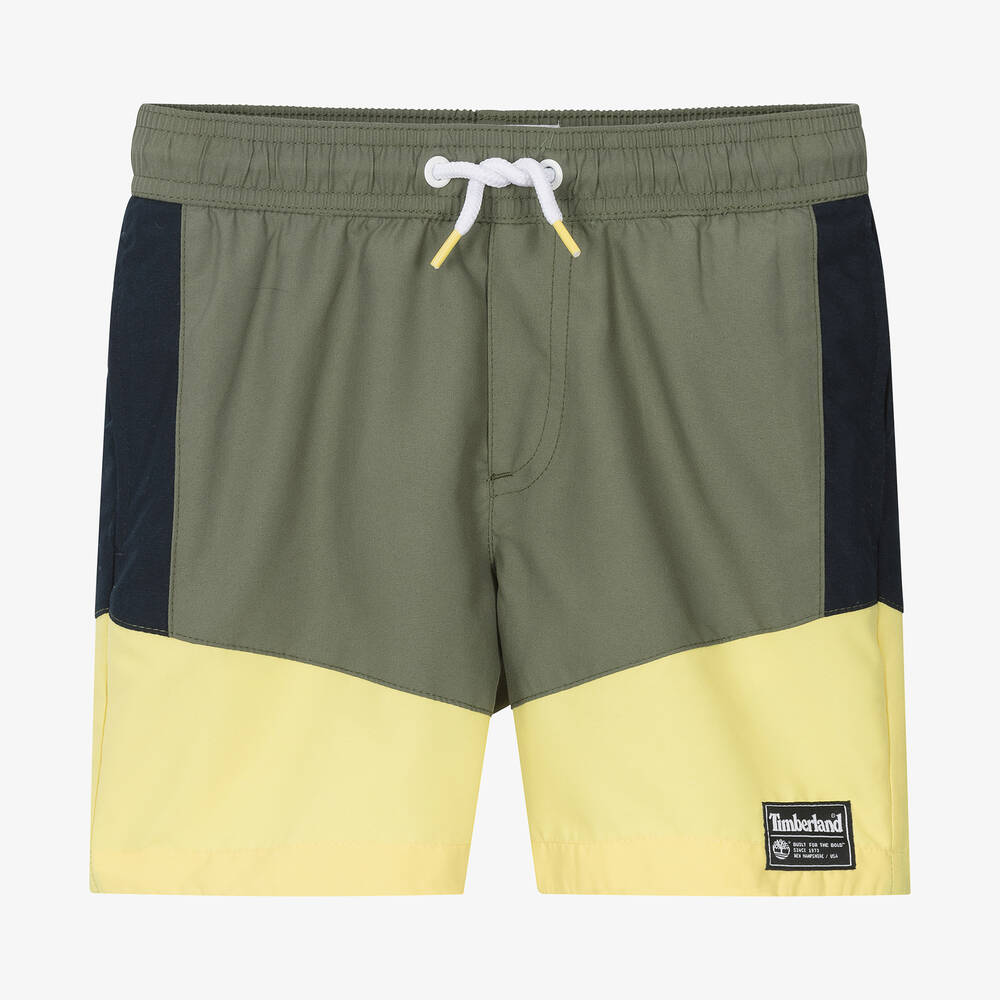 Timberland-Teen Boys Khaki Green Swim Shorts | Childrensalon Outlet