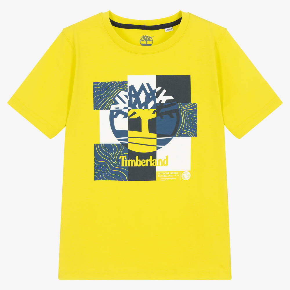 Timberland - Хлопковая футболка цвета лайма | Childrensalon