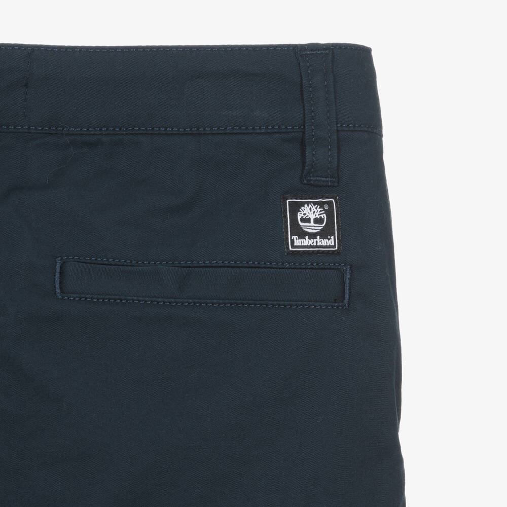 Timberland-Teen Boys Navy Blue Cotton Chino Shorts | Childrensalon Outlet