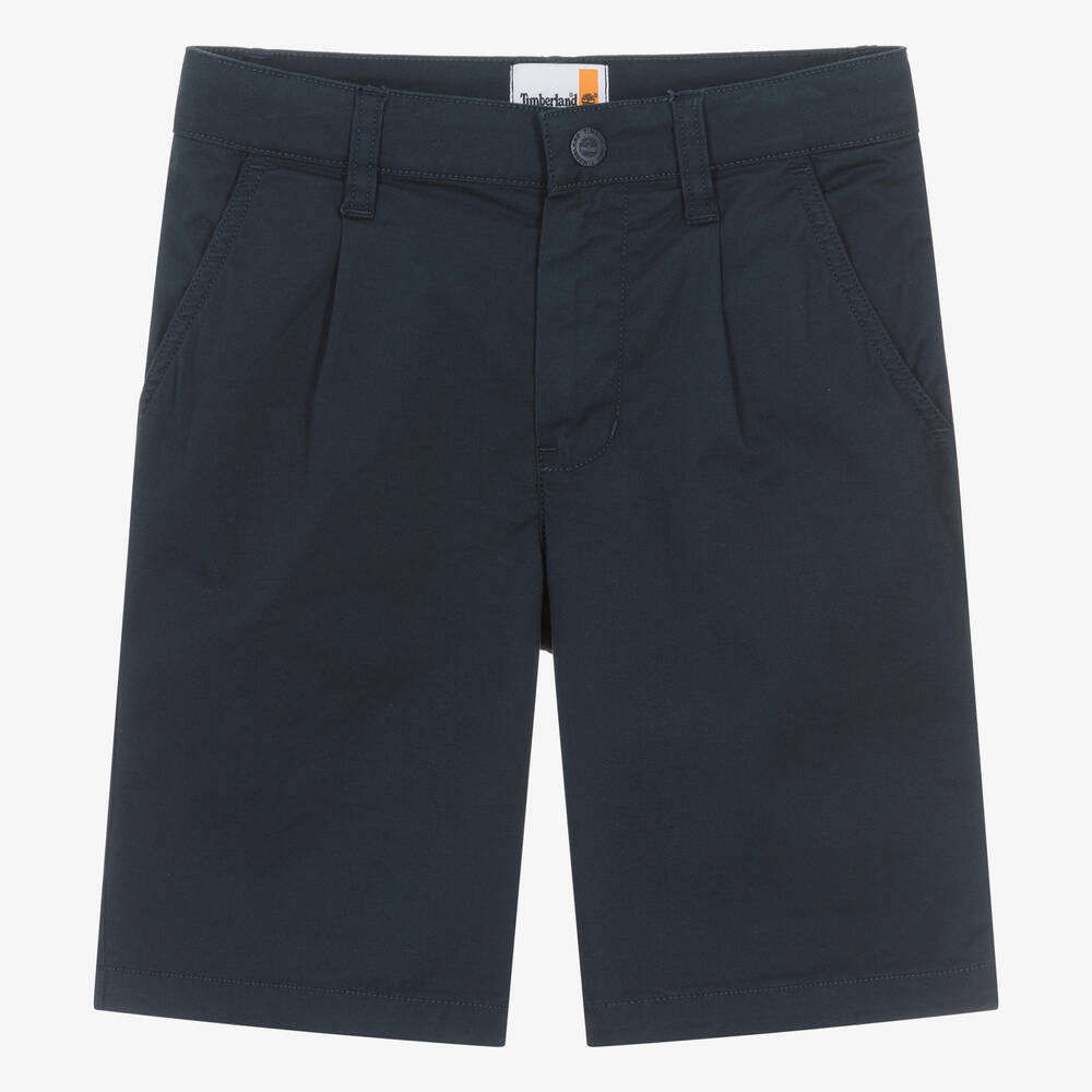 Timberland-Teen Boys Navy Blue Cotton Chino Shorts  | Childrensalon Outlet