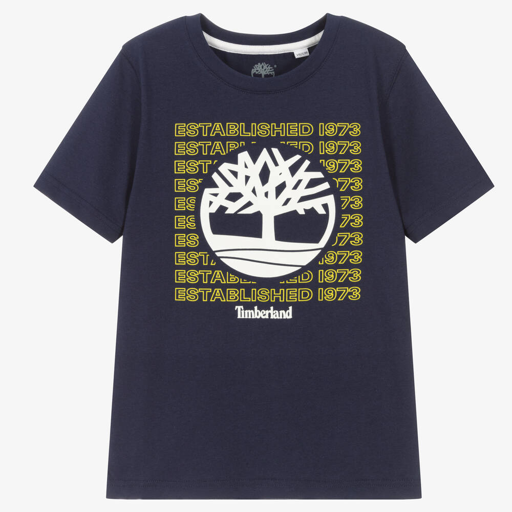 Timberland - Teen Boys Navy Blue Cotton Logo T-Shirt | Childrensalon