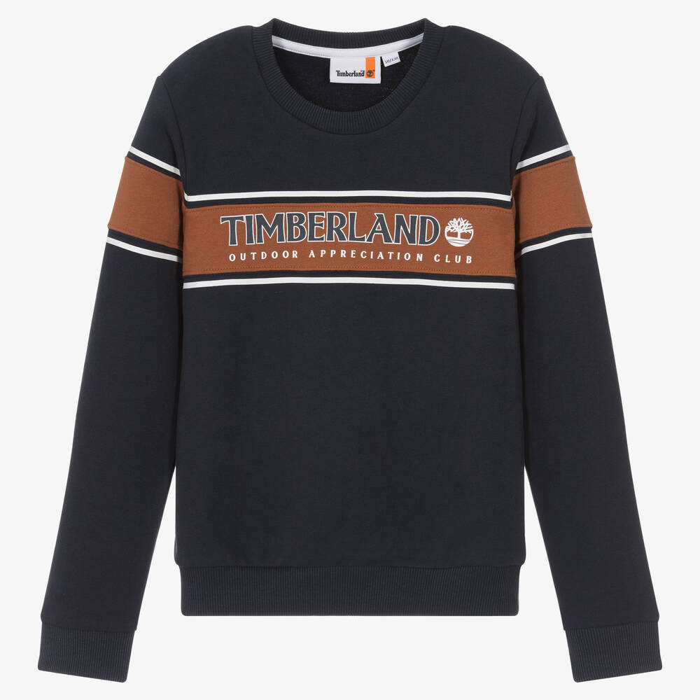 Timberland - Sweat bleu marine en coton ado | Childrensalon