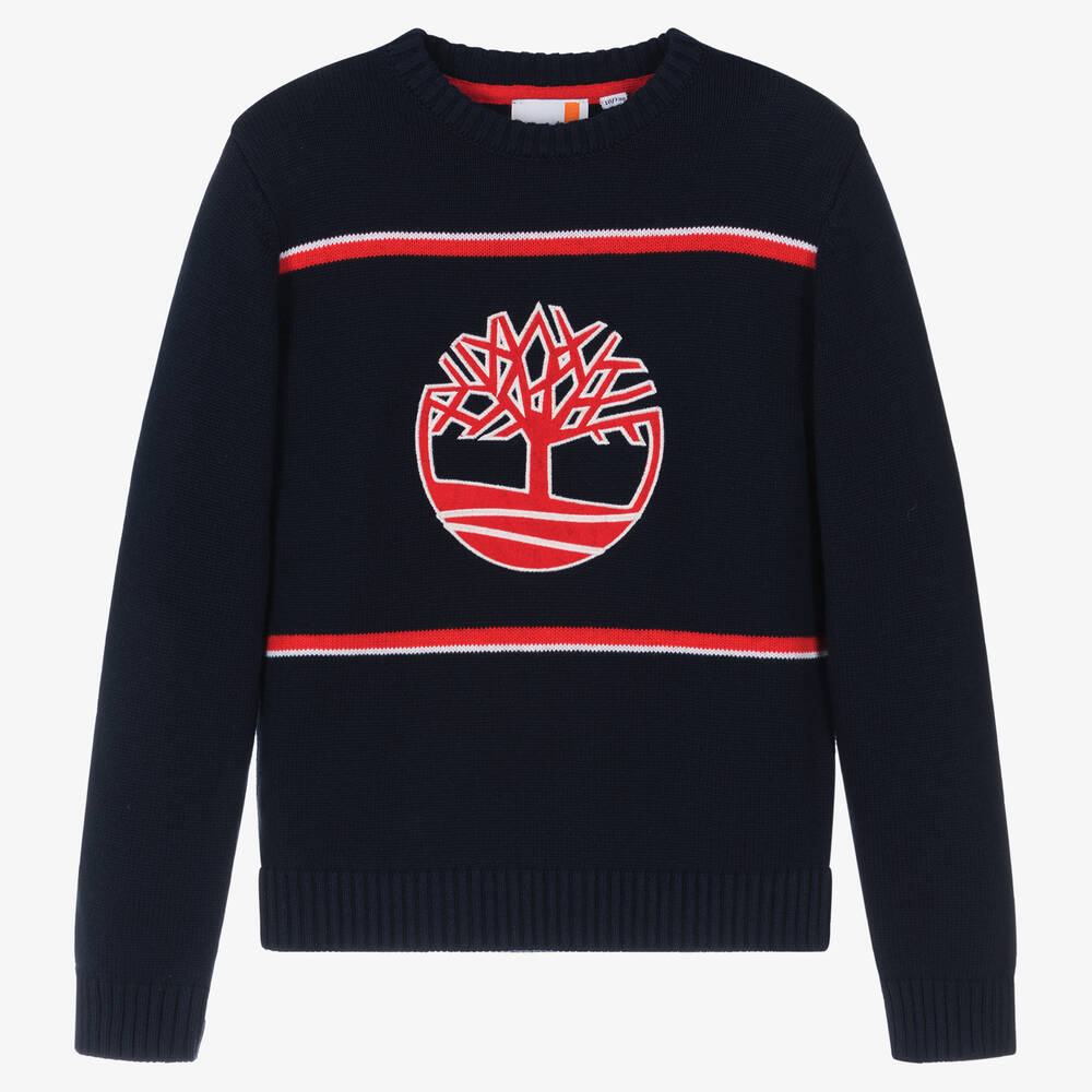 Timberland - Teen Boys Navy Blue Cotton & Wool Sweater | Childrensalon