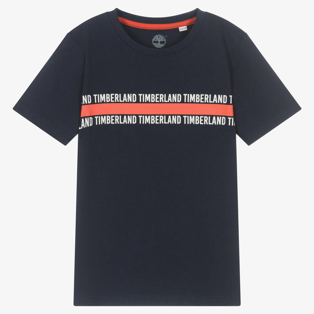 Timberland - Teen Boys Navy Blue Logo T-Shirt | Childrensalon