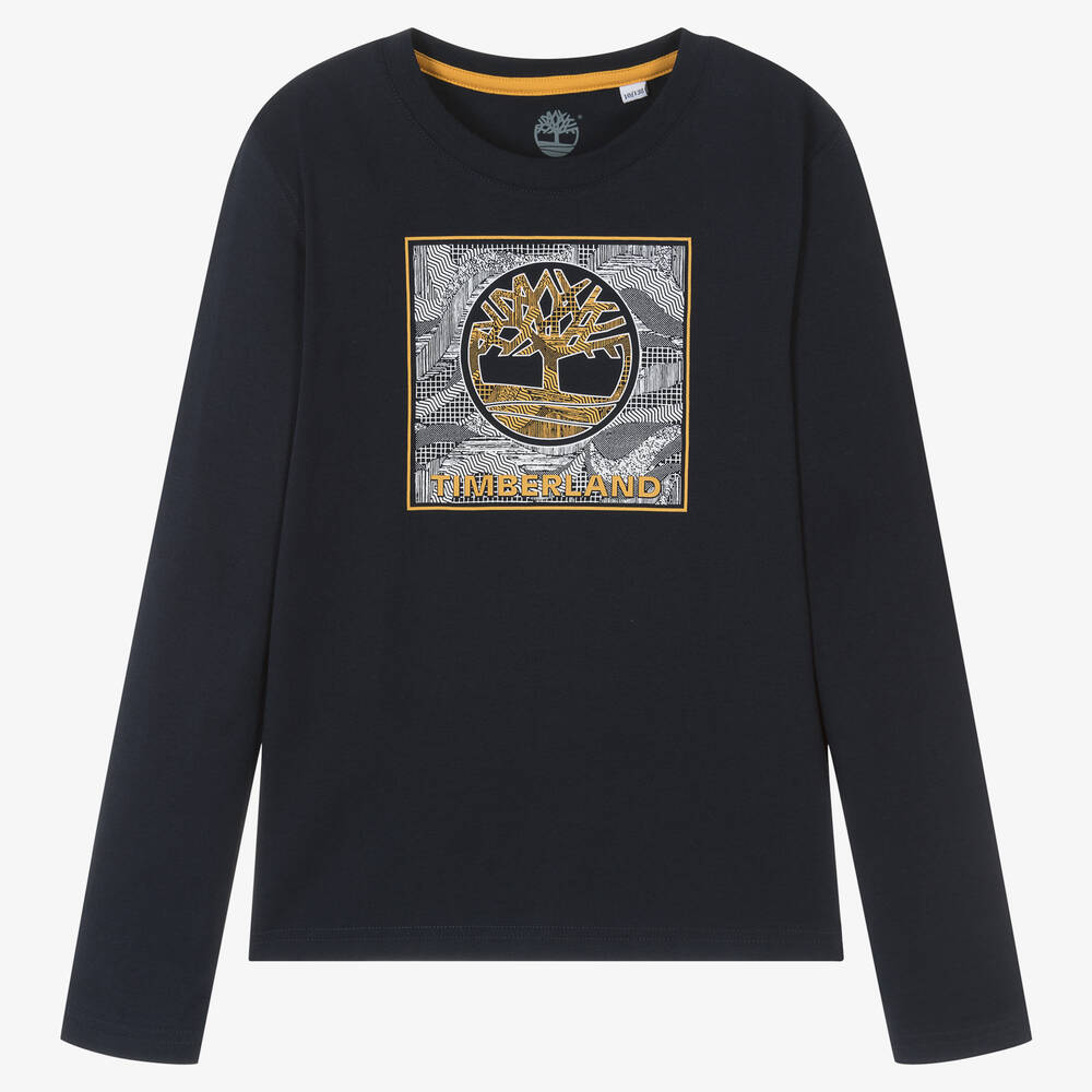Timberland-Teen Boys Navy Blue Organic Cotton Top | Childrensalon Outlet