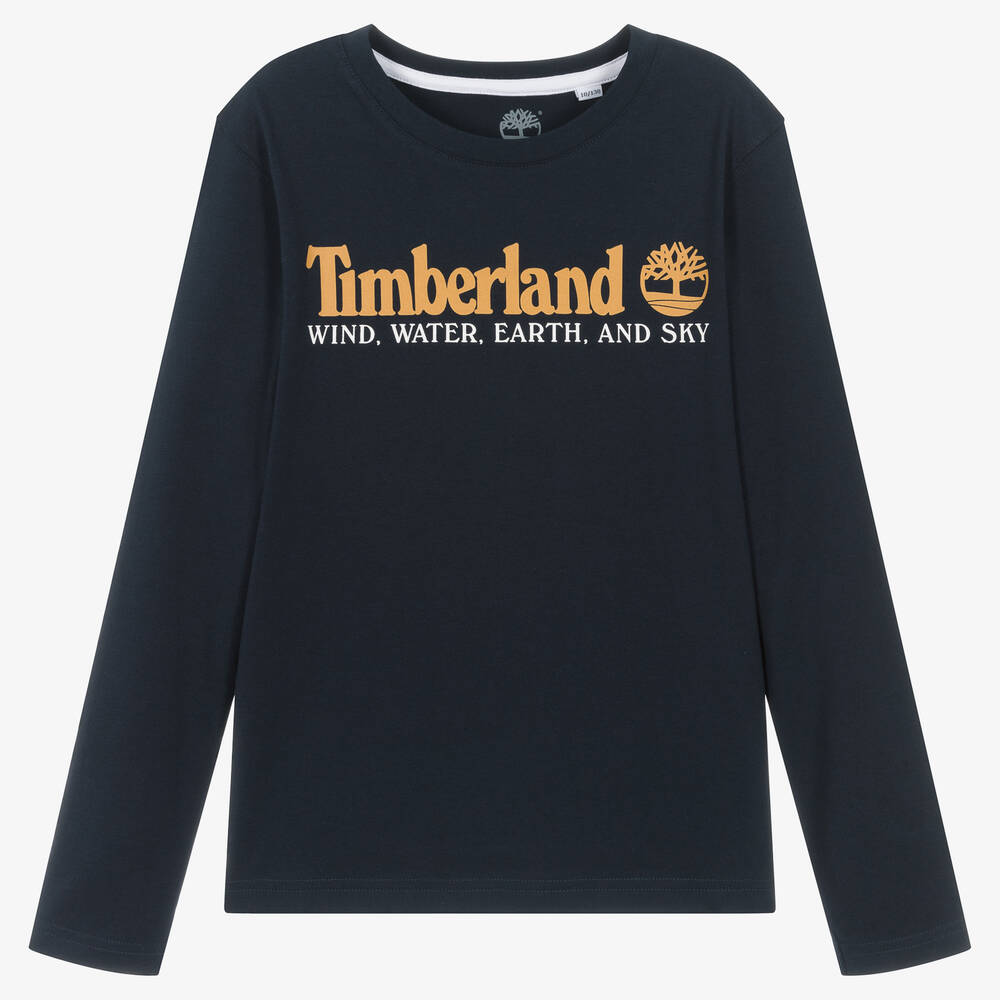 Timberland - Haut bleu marine en coton bio ado  | Childrensalon