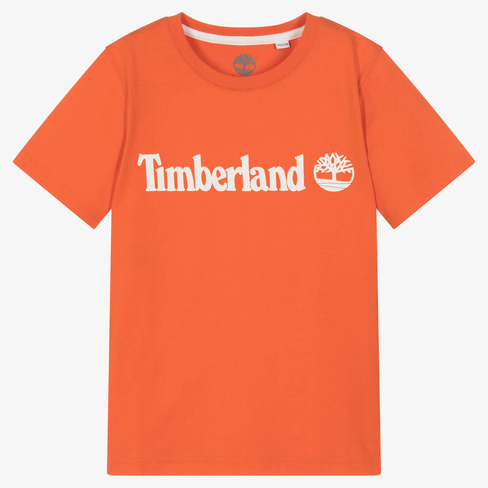 Timberland Teen Boys Orange Logo T Shirt Childrensalon Outlet