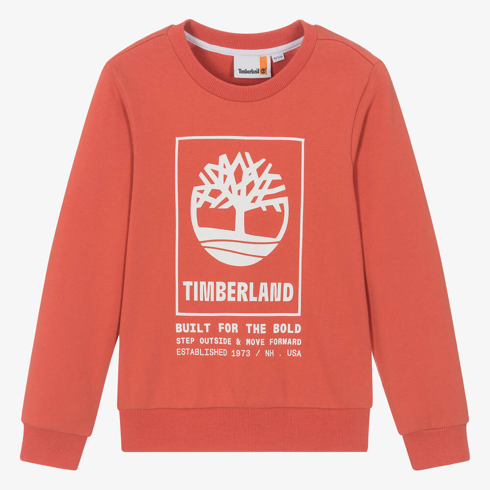 Timberland Teen Boys Orange Organic Cotton Sweatshirt Childrensalon Outlet