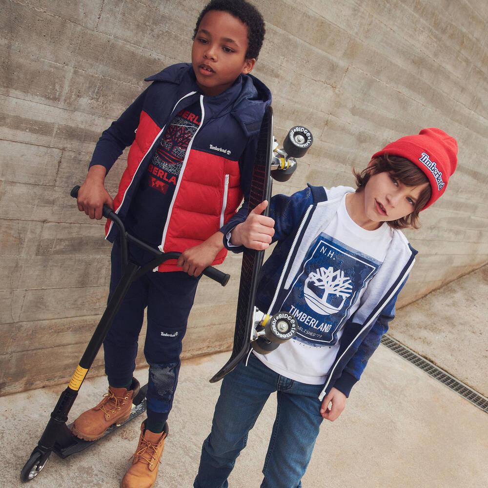 Timberland Teen Boys Red Blue Gilet Childrensalon Outlet