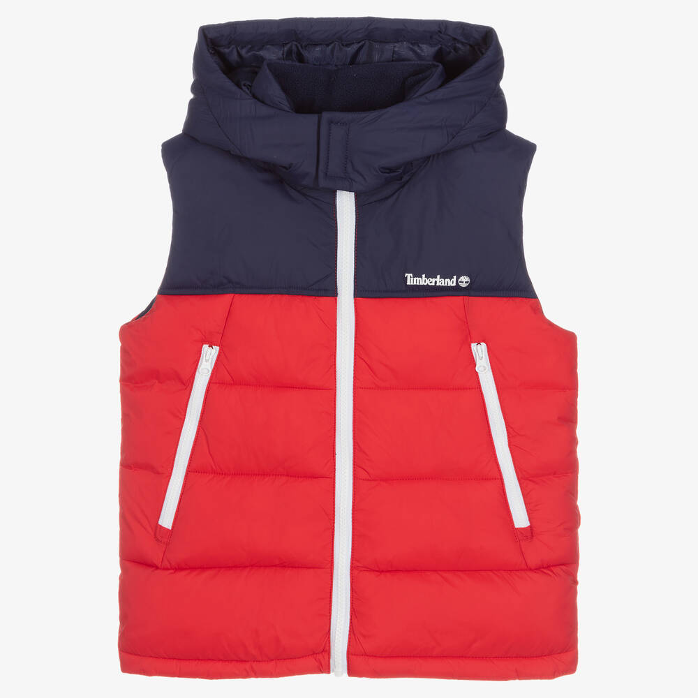 Timberland - Doudoune sans manche rouge et bleue Ado garçon | Childrensalon