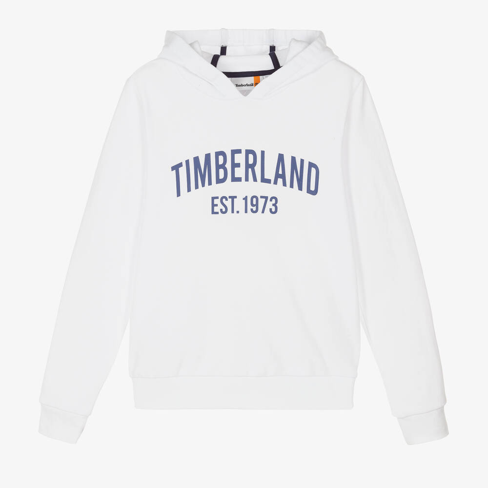 Timberland - توب هودي تينز ولادي قطن لون أبيض | Childrensalon