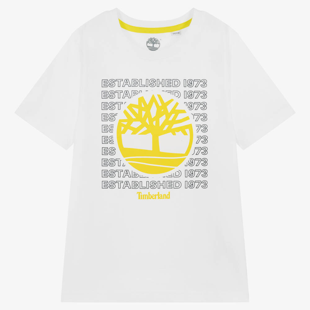 Timberland - Teen Boys White Cotton Logo T-Shirt | Childrensalon