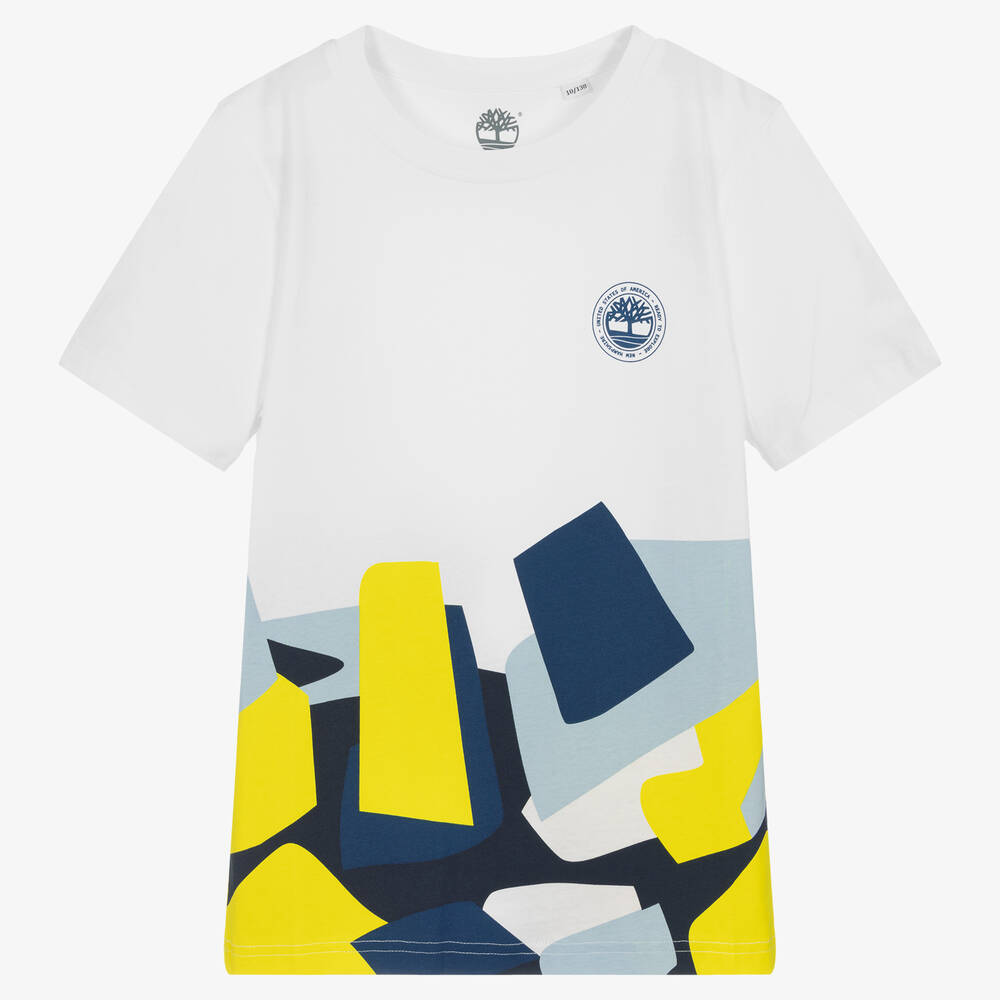 Timberland - Teen Boys White Cotton Logo T-Shirt | Childrensalon
