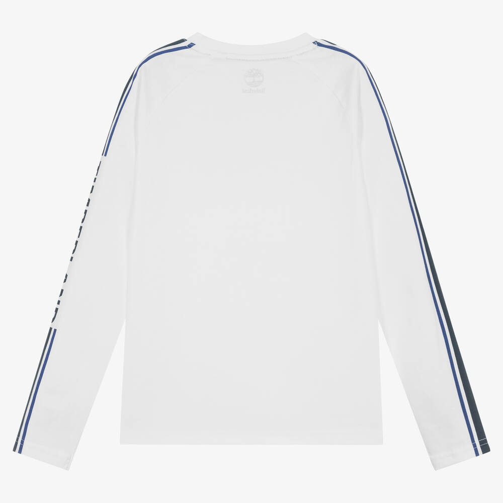 Timberland-Белый топ из органического хлопка с полоской | Childrensalon Outlet