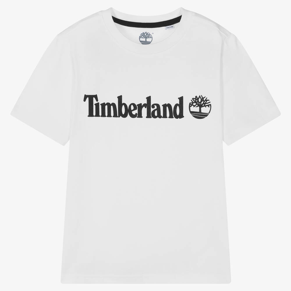 Timberland - تيشيرت تينز ولادي قطن عضوي لون أبيض | Childrensalon