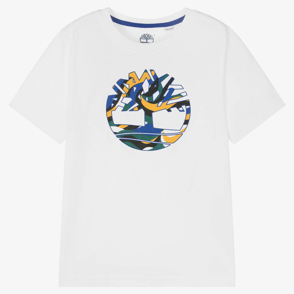 Timberland - Teen Boys White Organic Cotton T-Shirt | Childrensalon