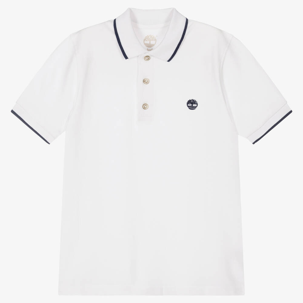 Timberland - Teen Boys White Polo Shirt | Childrensalon