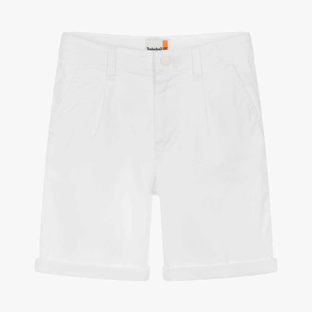 Timberland - Teen Boys White Twill Chino Shorts | Childrensalon