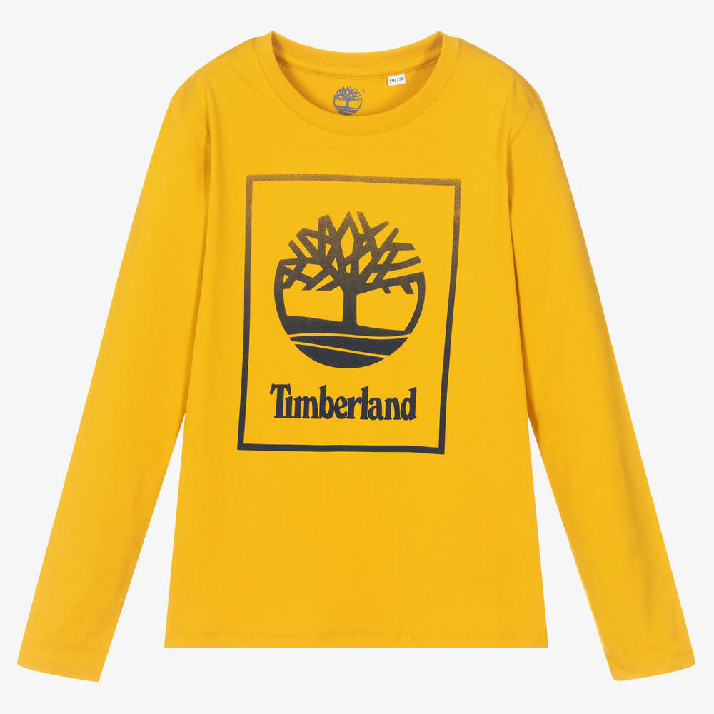 Timberland - توب تينز ولادي قطن لون أصفر موتارد | Childrensalon