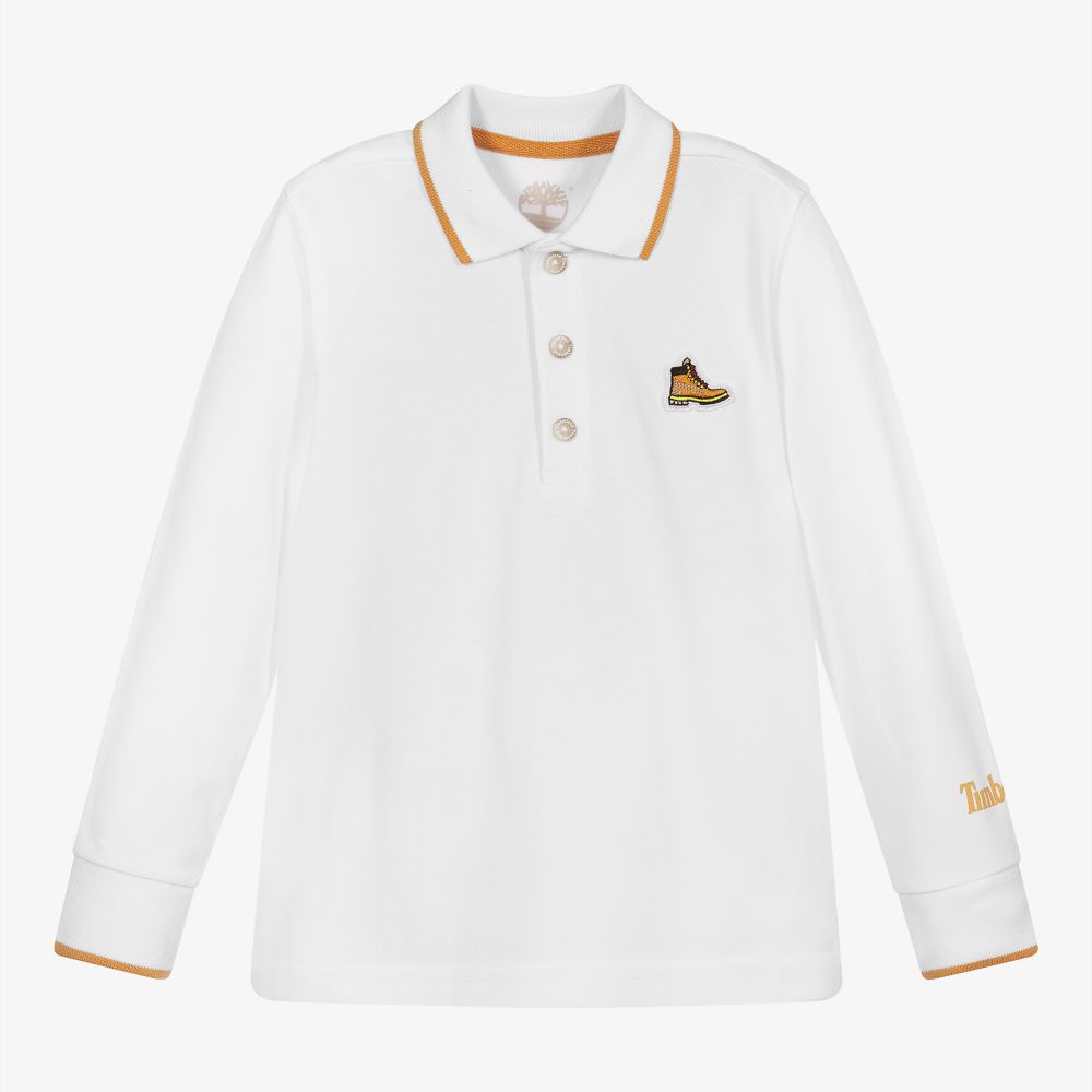 Timberland - White Cotton Polo Shirt | Childrensalon