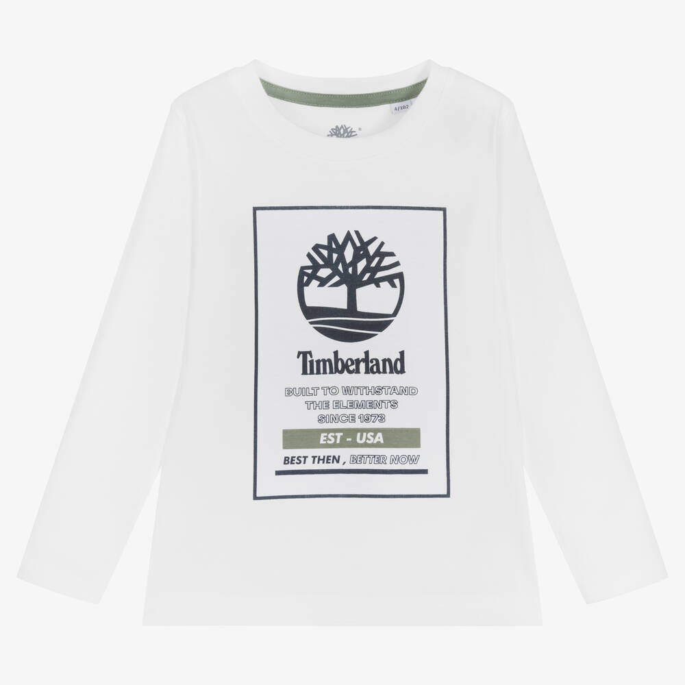Timberland - Белый хлопковый топ с деревом | Childrensalon