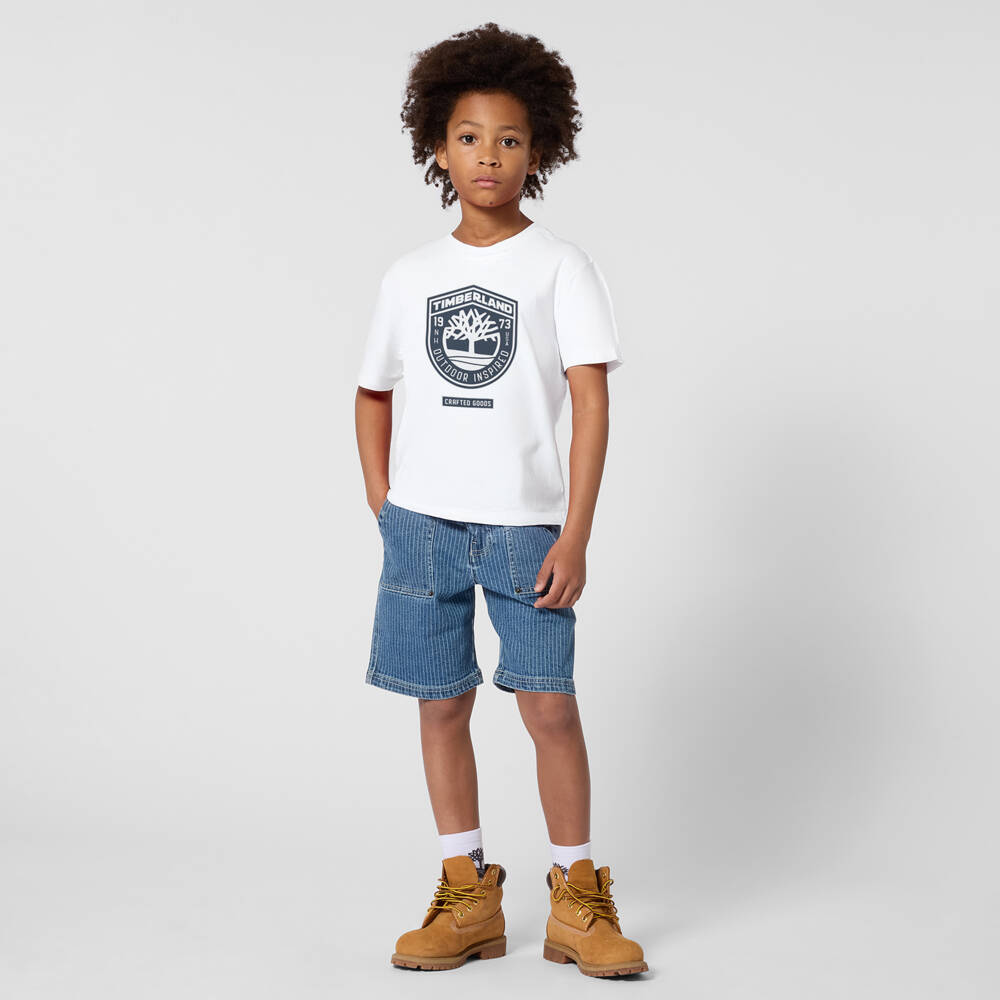Timberland-White Logo Tshirt | Childrensalon Outlet