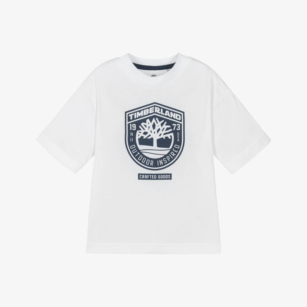 Timberland-White Logo Tshirt | Childrensalon Outlet