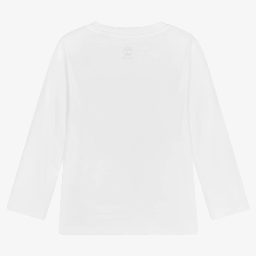 Timberland-White Organic Cotton Logo Top | Childrensalon Outlet