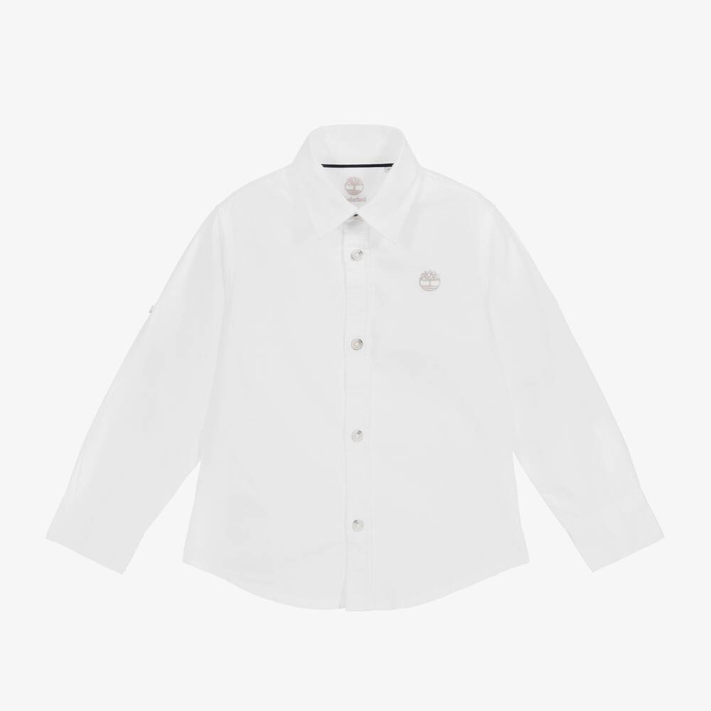 Timberland - White Oxford Cotton Shirt | Childrensalon