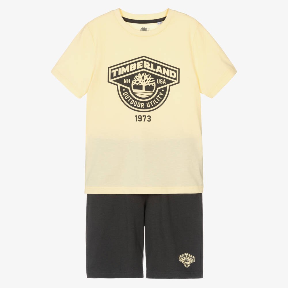 Timberland-Yellow And Grey Short Set | Childrensalon Outlet