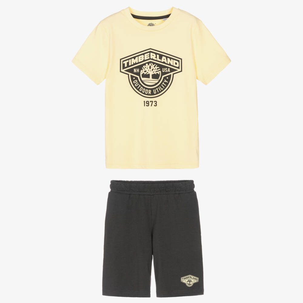 Timberland-Yellow And Grey Short Set | Childrensalon Outlet