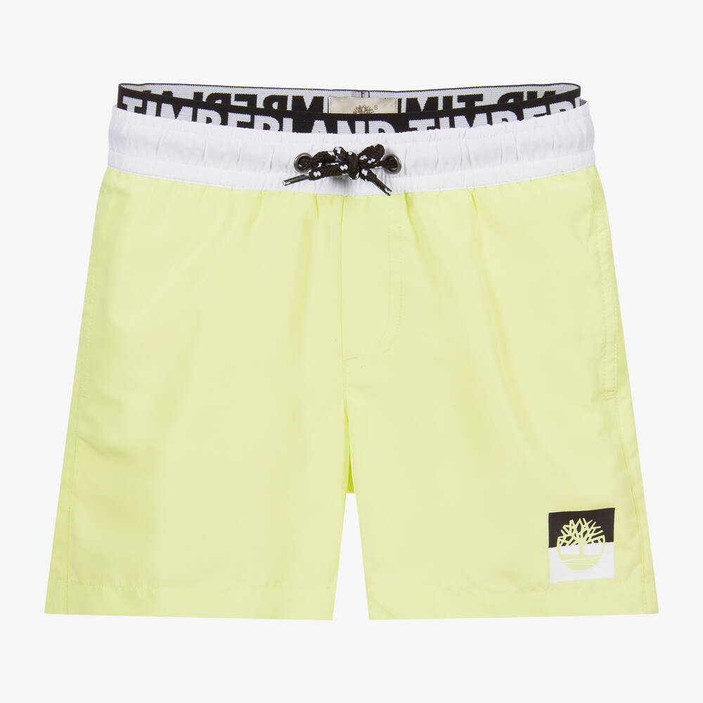 Timberland-Yellow Logo Swim Shorts | Childrensalon Outlet