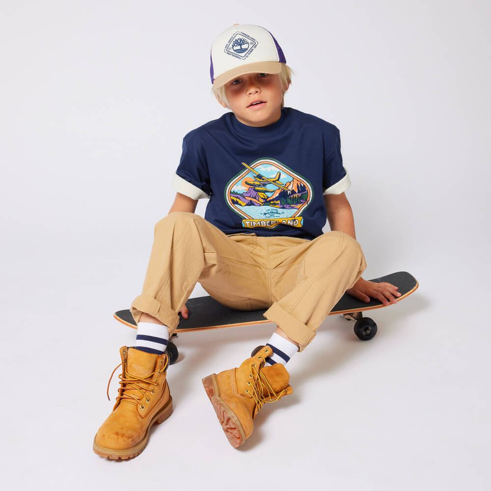 Timberland-تيشيرت أزرق سماوي للمغامرين الصغار | Childrensalon Outlet