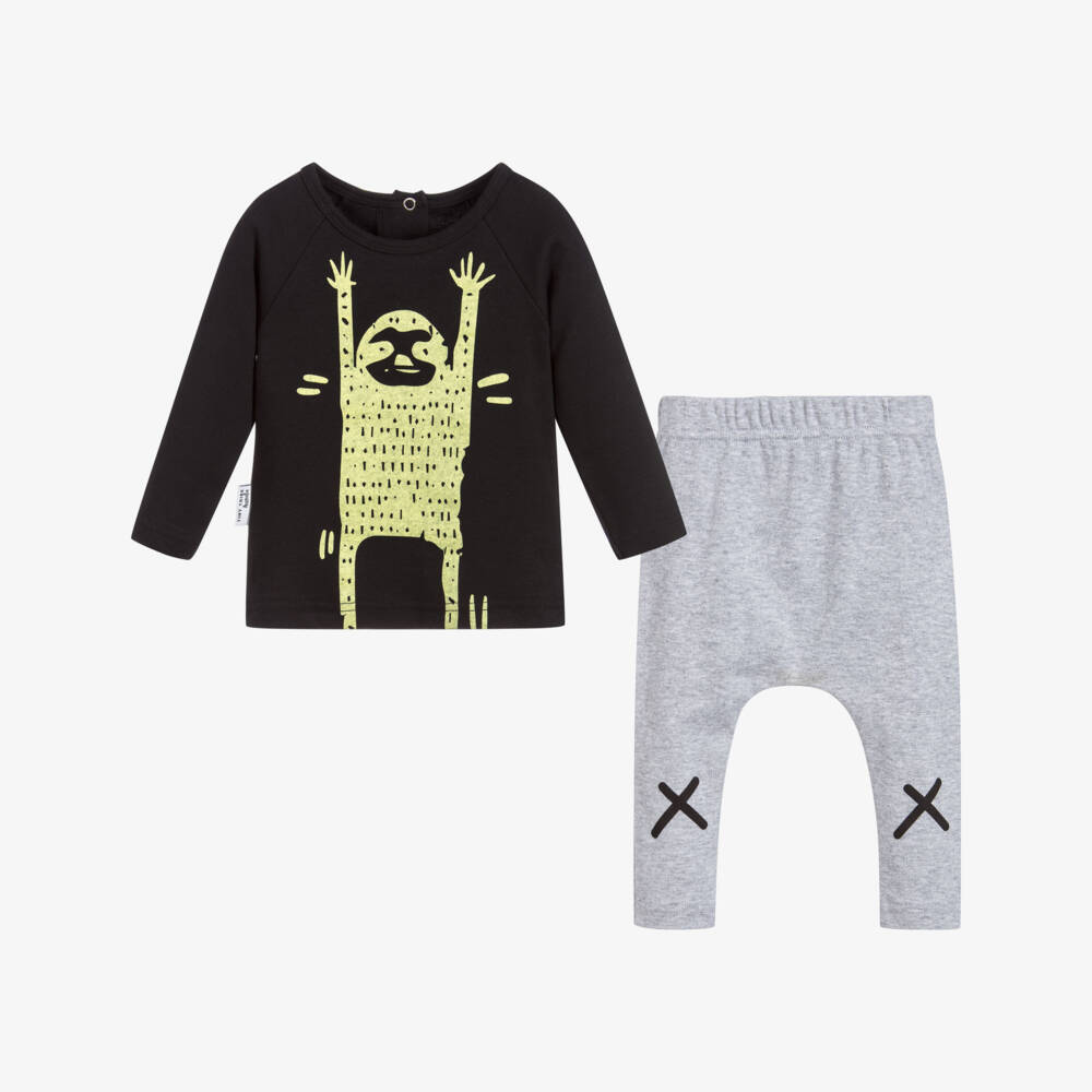 Tiny Tribe-طقم بنطلون و توب لون أسود و رمادي | Childrensalon Outlet