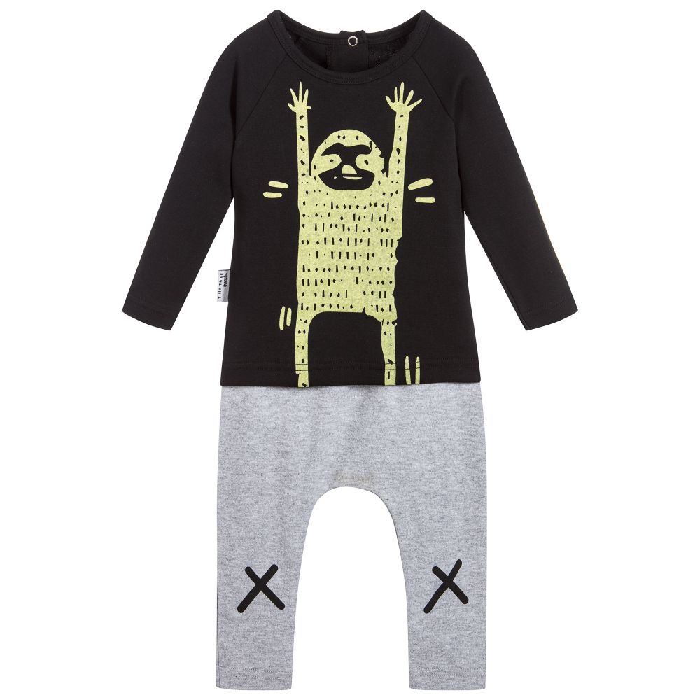 Tiny Tribe - Black Cotton Baby Outfit | Childrensalon