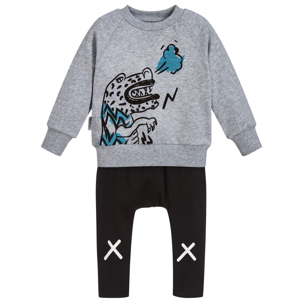 Tiny Tribe-طقم بنطلون و توب لون رمادي | Childrensalon Outlet