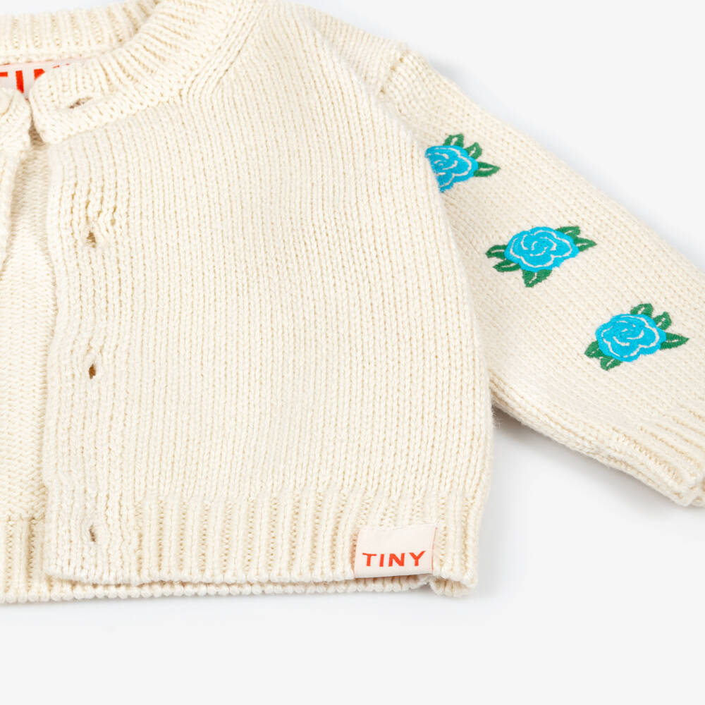 Tinycottons-Baby Girls Ivory Embroidered Floral Cotton Knit Cardigan | Childrensalon Outlet