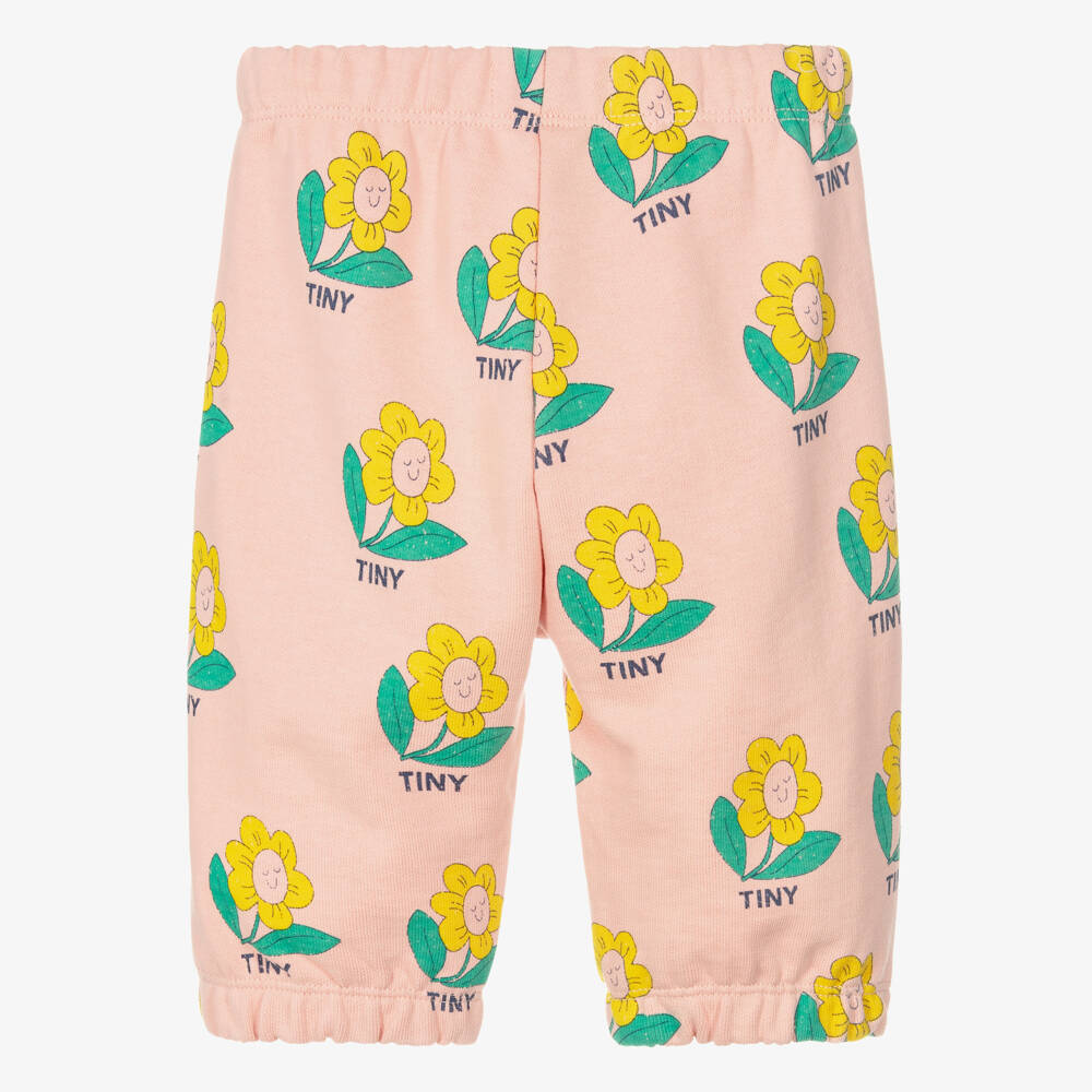 Tinycottons-Baby Girls Pink Cotton Happy Flower Joggers | Childrensalon Outlet