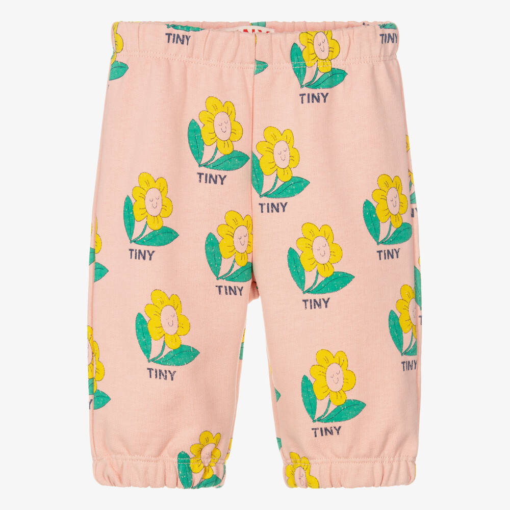 Tinycottons-Baby Girls Pink Cotton Happy Flower Joggers | Childrensalon Outlet