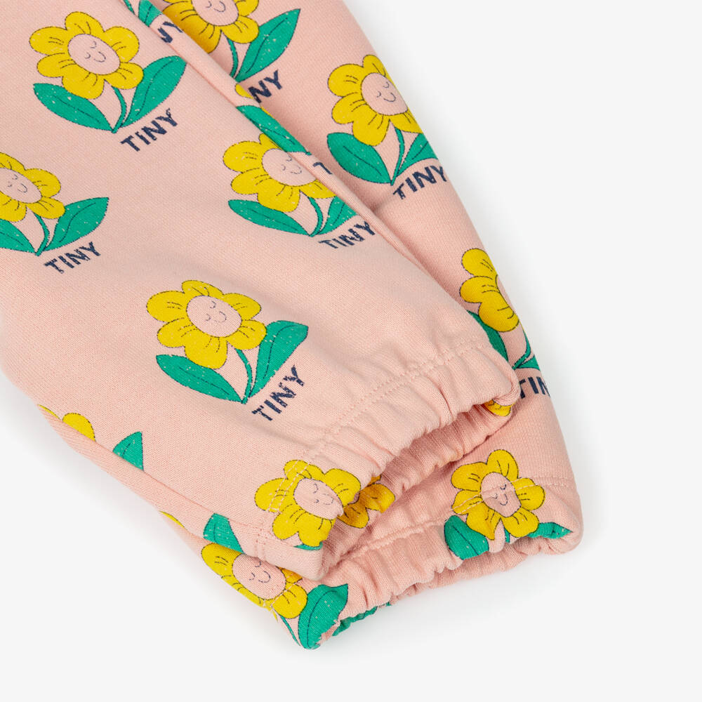Tinycottons-Baby Girls Pink Cotton Happy Flower Joggers | Childrensalon Outlet