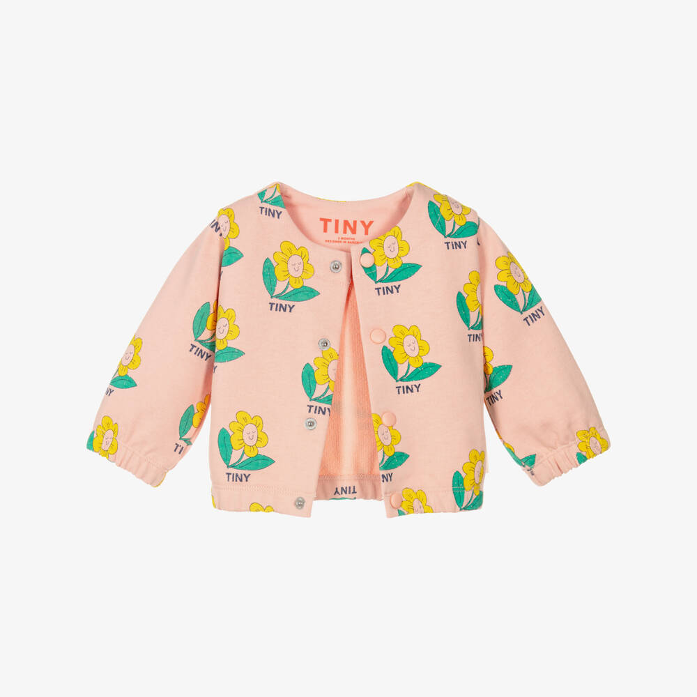 Tinycottons-Baby Girls Pink Happy Flower Cotton Jacket | Childrensalon Outlet