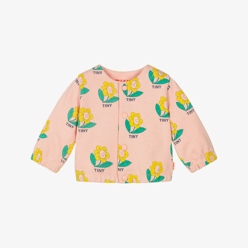 Tinycottons-Baby Girls Pink Happy Flower Cotton Jacket | Childrensalon Outlet