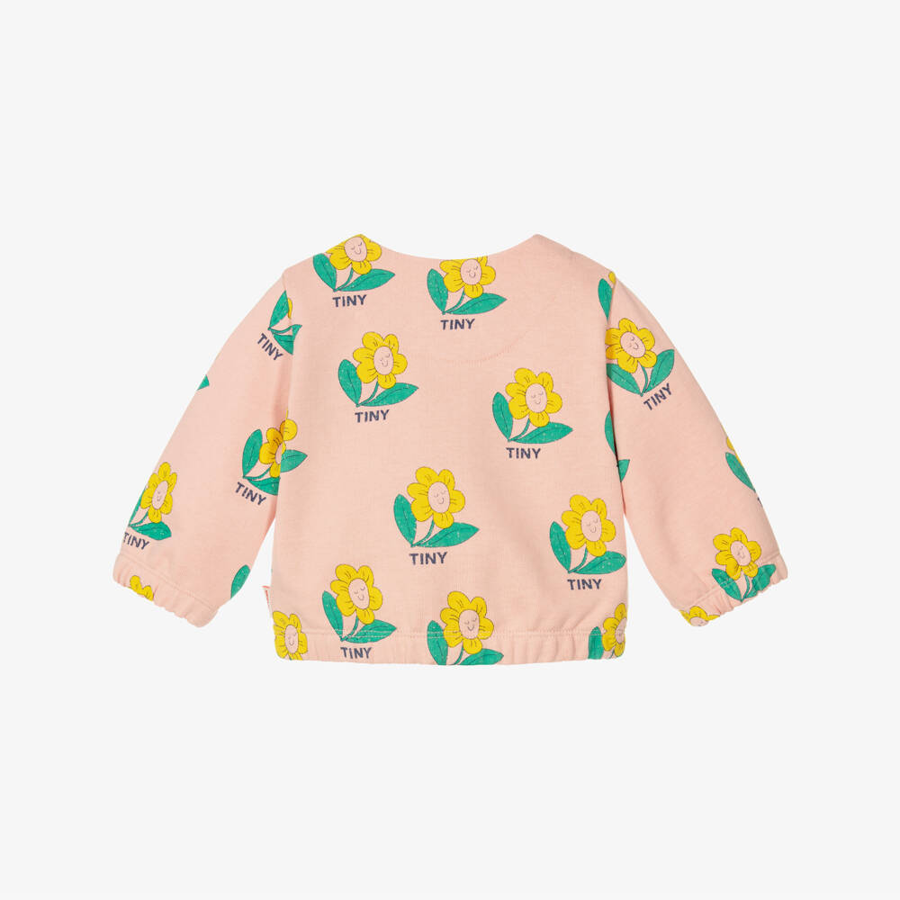 Tinycottons-Baby Girls Pink Happy Flower Cotton Jacket | Childrensalon Outlet