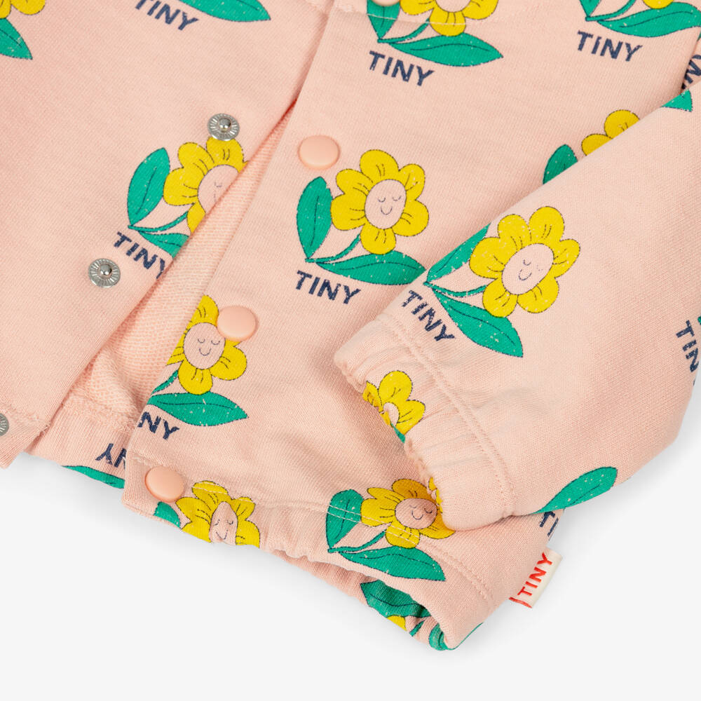 Tinycottons-Baby Girls Pink Happy Flower Cotton Jacket | Childrensalon Outlet