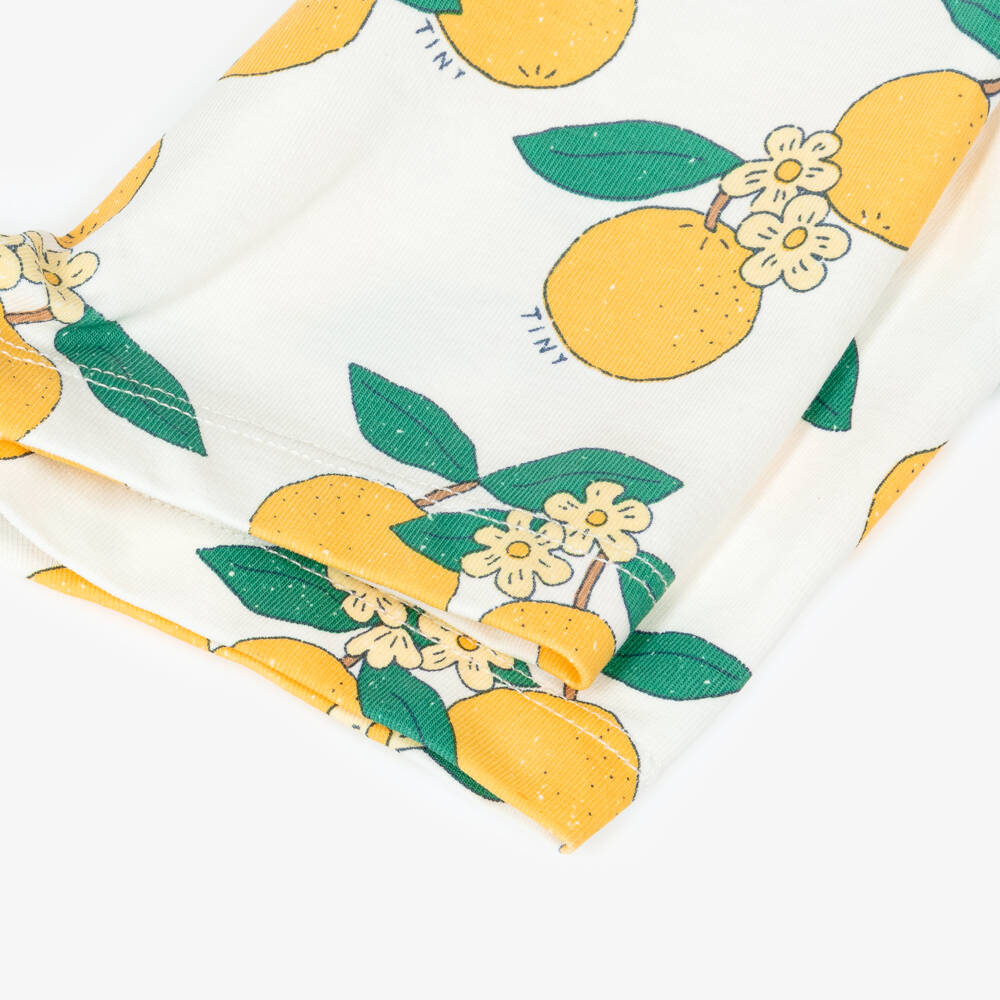 Tinycottons-Baby Girls White Cotton Orange Print Shorts | Childrensalon Outlet