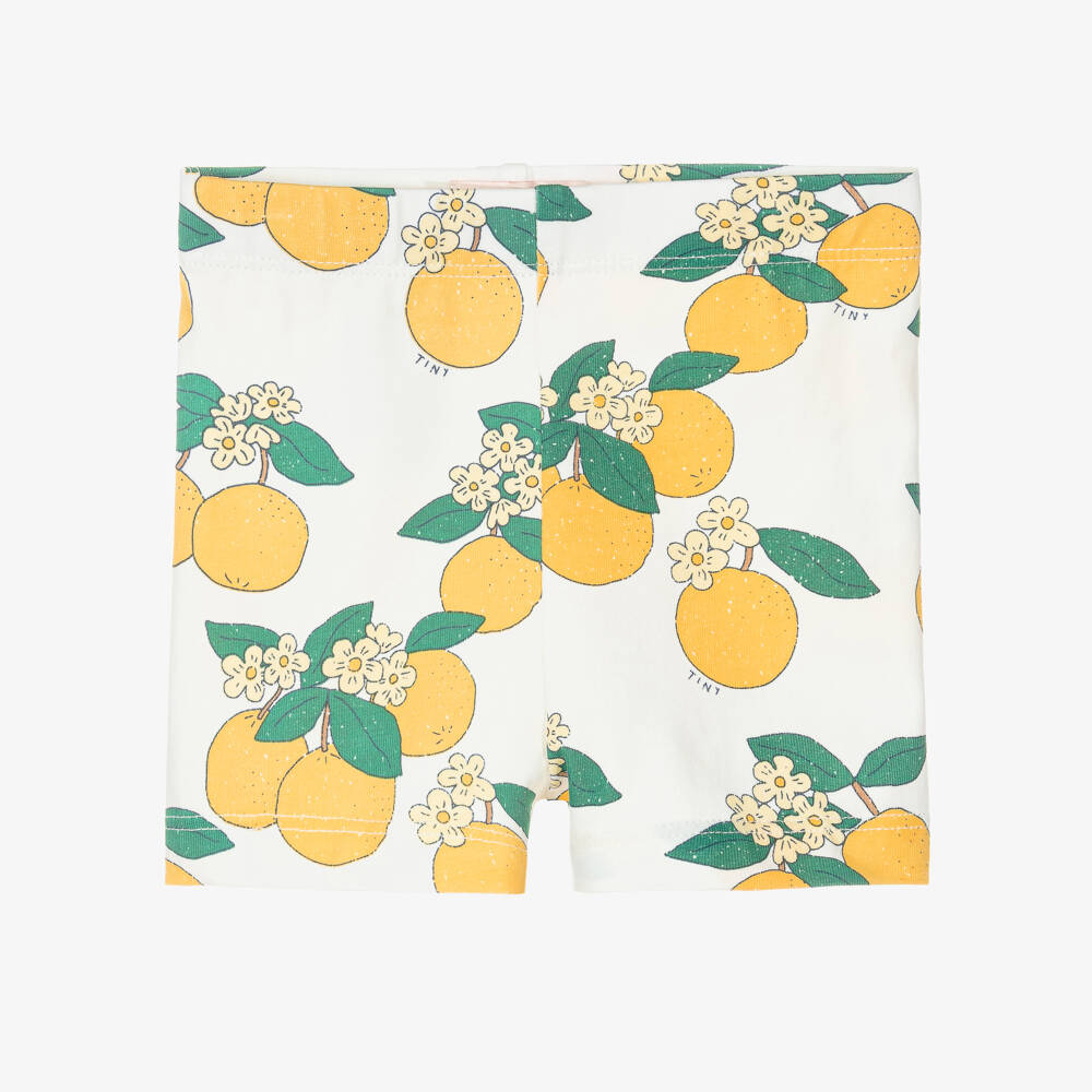 Tinycottons-Baby Girls White Cotton Orange Print Shorts | Childrensalon Outlet