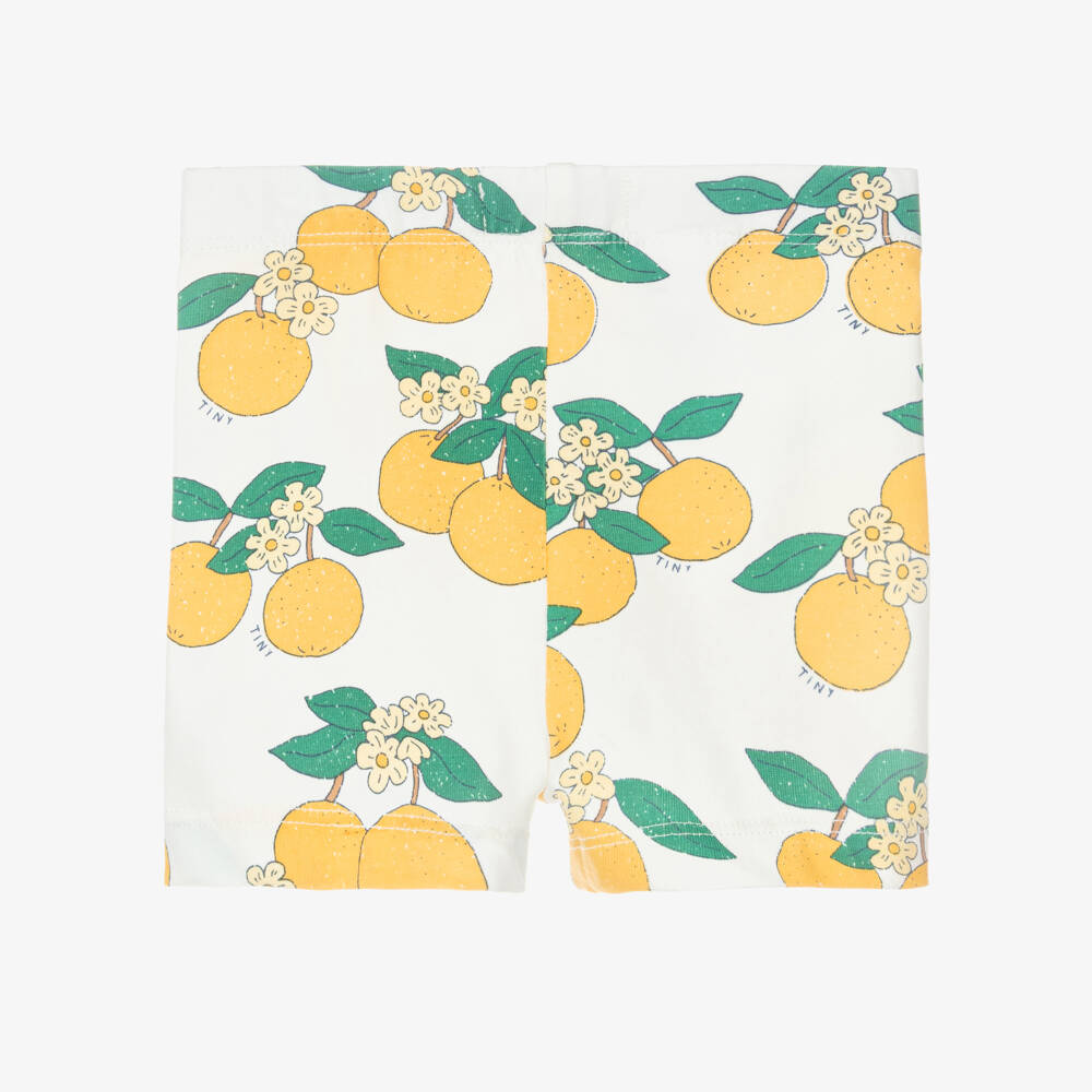 Tinycottons-Baby Girls White Cotton Orange Print Shorts | Childrensalon Outlet