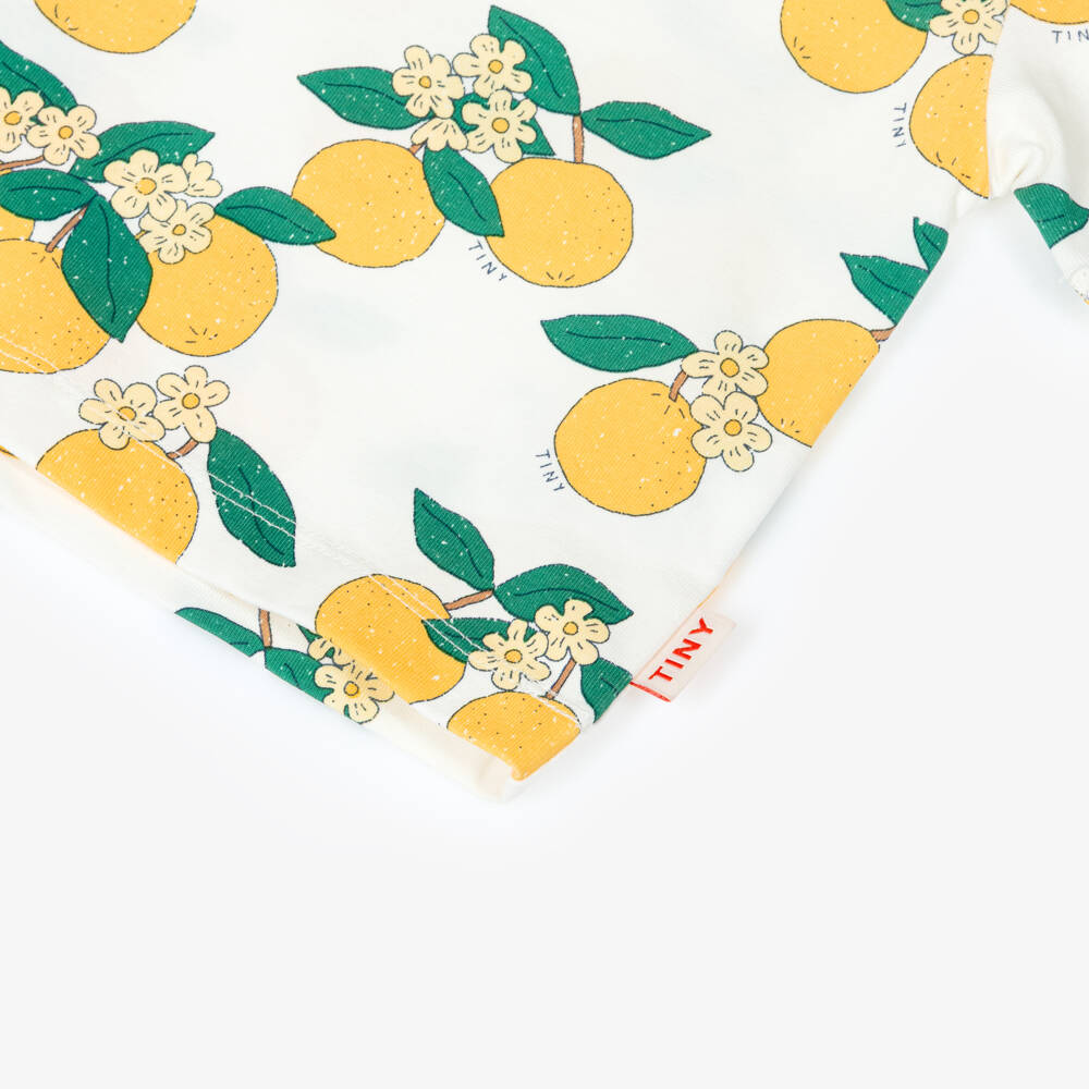 Tinycottons-Baby Girls White Cotton Orange Print T-Shirt | Childrensalon Outlet
