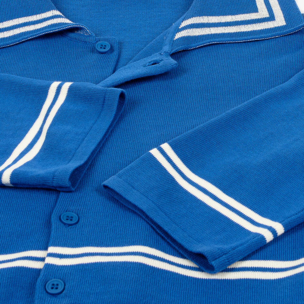 Tinycottons-Girls Blue Cotton Knit Sailor Cardigan | Childrensalon Outlet