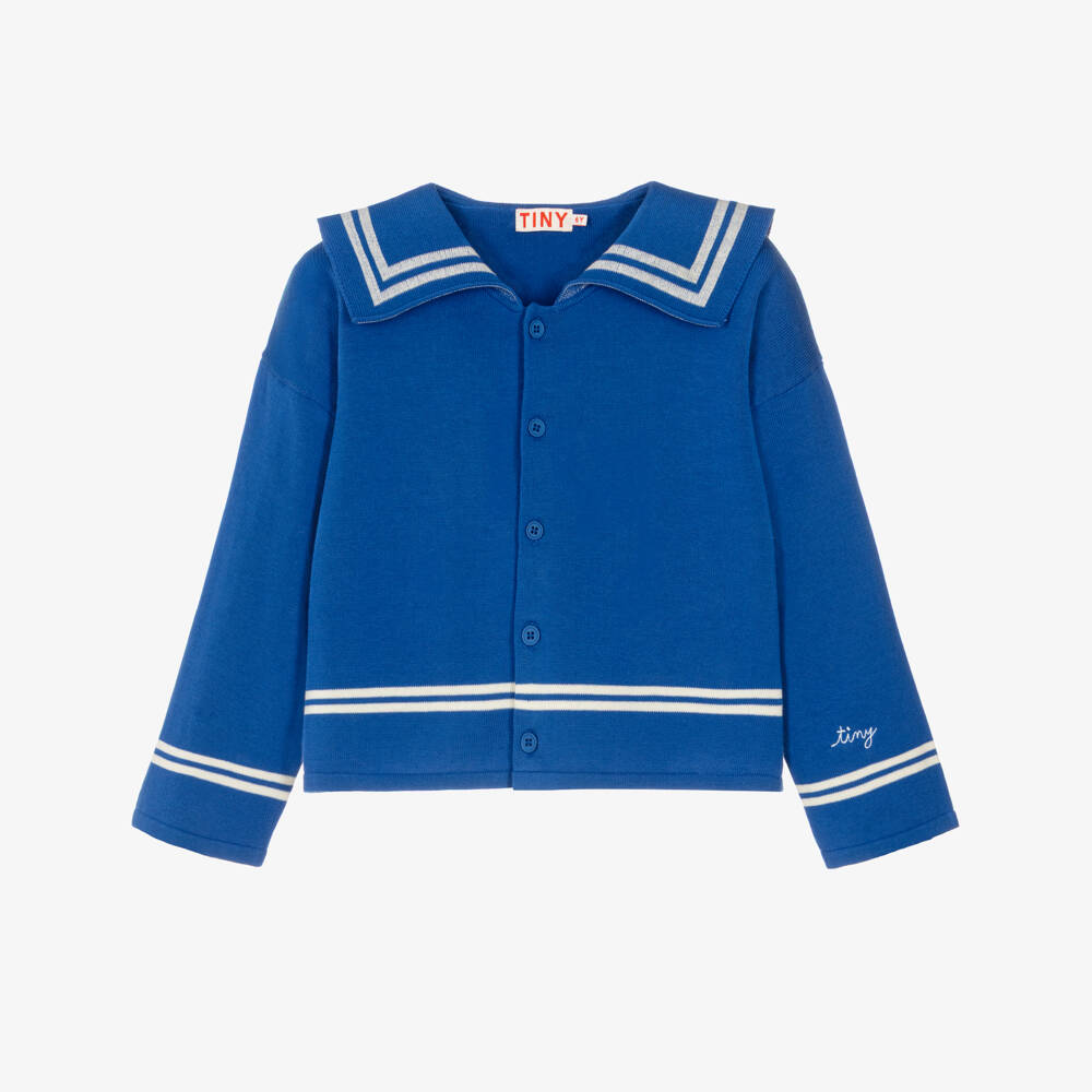 Tinycottons-Girls Blue Cotton Knit Sailor Cardigan | Childrensalon Outlet